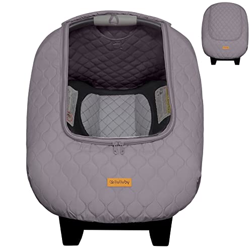 liuliuby Baby Car Seat Weather Shield – Warm Quilted Winter Cover with Clear Window for Infant Carseat – Keeps Babies & Newborn Protected in Cold – Car Seat Cover for Boys & Girls (Gray)