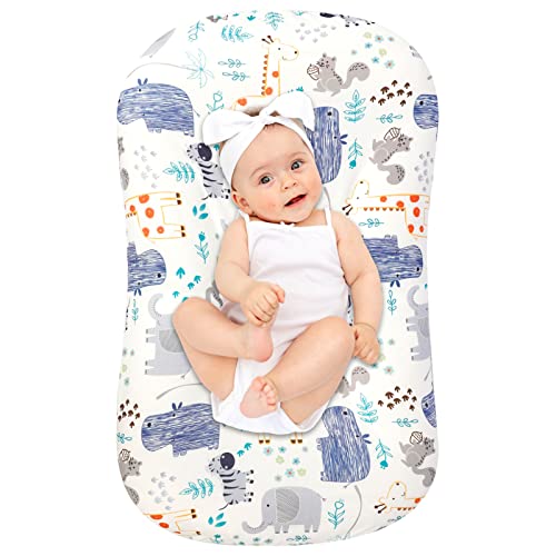 Baby Lounger Cover for Boys and Girls, Newborn Lounger Slipcover Removable Infant Floor Seat Baby Nest Cover, Baby Padded Lounger Cover, Animals