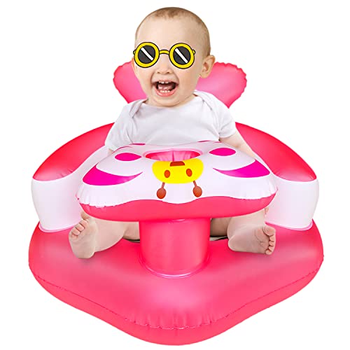 Baby Inflatable Seat for Babies 3 Months, Infant Support Seat Summer Toddler Chair for Sitting Up, Baby Shower Chair Floor Seater (Butterfly red)