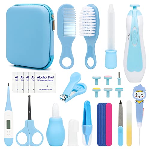 Baby Grooming Kit, Infant Safety Care Set with Hair Brush Comb Nail Clipper Nasal Aspirator Ear Cleaner,Baby Essentials Kit for Newborn Girls Boys