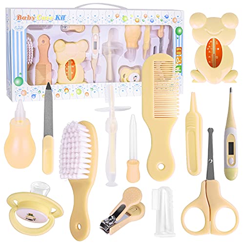 Baby Healthcare and Grooming Kit, FantasyDay 13 in 1 Newborn Essentials Nursery Care Set with Toothbrush Nail Clipper File Nose Cleaner Nasal Aspirator – Baby Item for Infant Toddlers Boys Girls Kids