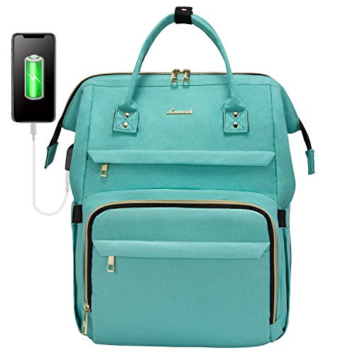 LOVEVOOK Laptop Backpack Women Teacher Backpack Nurse Bags, 15.6 Inch Womens Work Backpack Purse Waterproof Anti-theft Travel Back Pack with USB Charging Port (Green)