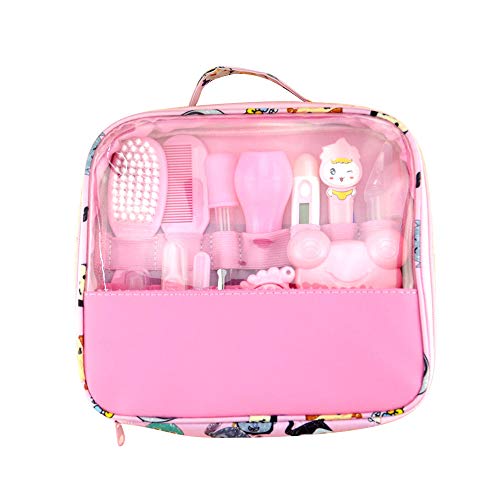 BELUPAI Baby Care Kit, Newborn Health-Care and Grooming Set Accessories for Travelling Home Use with Carry Bag,13 Pieces (Pink)