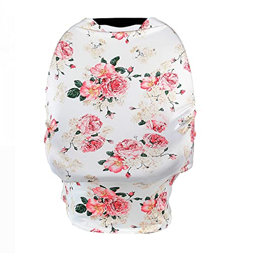 Baby Car Seat Cover for Newborns, Nursing Cover for Breastfeeding Moms, Versatility for Car Seat Canopy, Shopping Cart Covers, Stroller Cover, Infinity Scarf, Baby Shower Gifts for Boy & Girl (Floral)