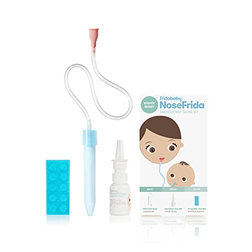 Baby Nasal Aspirator NoseFrida The Snotsucker with 10 Extra Filters and All-Natural Saline Nasal Spray by Frida Baby, 1 Pack