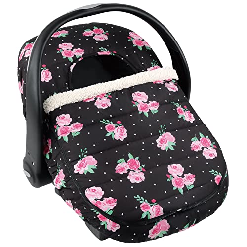 The Peanutshell Car Seat Cover | Floral Rose | Winter Carseat Canopy Car Seat Cover Baby Girls