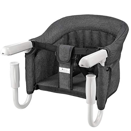 ANTEN Hook On High Chair – Portable High Chairs for Babies and Toddlers, Removable and Washable Baby Feeding Seat, High Load Design and Tight Fixing Clip on Table High Chair for Home and Travel, Black