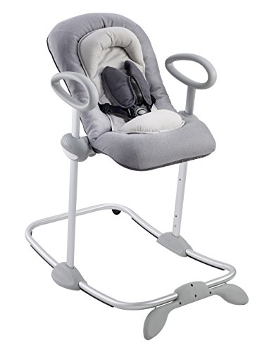 BEABA Up & Down Portable Baby Rocker, 4 Height Levels + 3 Reclining Positions with 1 Click, Couch and Table Height Rocker, Baby Seat, Baby Lounger, Baby Essentials, Baby Gear, Gray