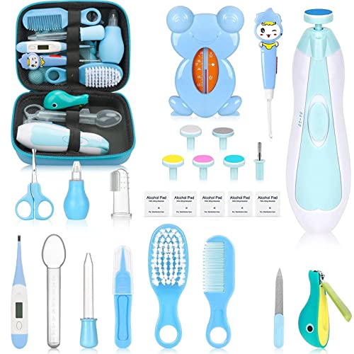 Baby Healthcare and Grooming Kit, Portable Baby Safety Care Set, Baby Essentials kit for Newborn (Blue 26 in 1)