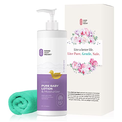 Hand over Heart 100% Natural Baby Lotion and Moisturizer – Hypoallergenic Skin Care – Contains Soothing Ingredients, Nourishes, Moisturizes and Protects, Specially Formulated for Baby’s Sensitive Skin