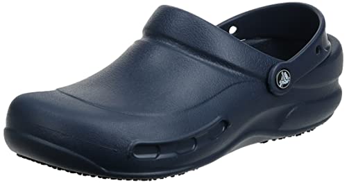 Crocs Unisex Adult Men’s and Women’s Bistro Clog | Slip Resistant Work Shoes , Navy, 12 Women 10 Men US