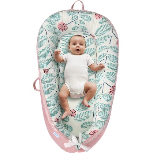 VIVIMOON Baby Lounger cover for Newborn Gifts 0-12 Months – Ultra Soft, 100% Natural Breathable Cotton Newborn Lounger cover baby nest- Infant Floor Seats & Loungers cover – Baby Essentials -Pink Gril