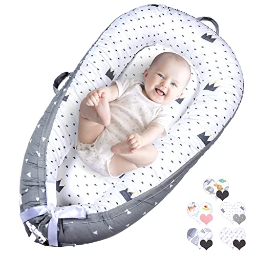 Baby Lounger Cover 100% Soft Cotton Cover Breathable Co Sleeping Bed for Newborn, Portable Infant Floor Seat, Baby Must Have Essentials, Machine Washable (Crown)