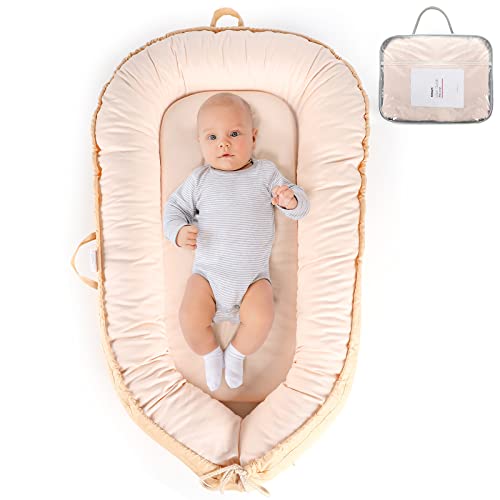 Baby Lounger Cover Breathable Reversible Soft Cotton Cover Baby Nest Baby Lounger for Newborn Co-Sleeping Bed Infant Floor Seat Adjustable Washable