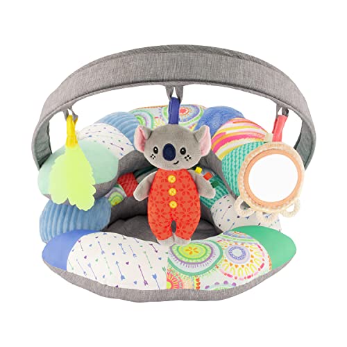 Infantino 3-in-1 Tummy Time, Sit Support & Mini Gym – Removable Toy Arch – Musical Koala Pal, Soothing Leaf Teether & Peek-and-See Mirror – for Babies, 0M+