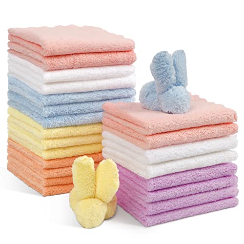 Orighty Baby Washcloths 24-Pack(7”x9”), Microfiber Coral Fleece Baby Towels, Super Soft and Absorbent Wash Cloths for Newborns, Infants and Toddlers, Gentle on Delicate Skin for Face Hands and Body
