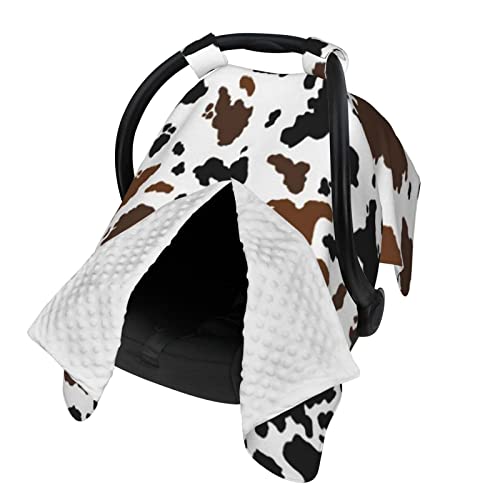 Baby Car Seat Covers for Babies, Carseat Cover Winter Baby Canopy for Newborn, Multiuse, Mom Nursing Covers for Breastfeeding, Blanket for Infant Car Seat Cover.（Cow Print）