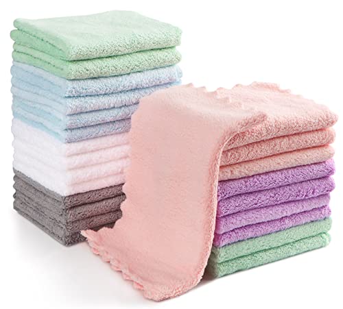 Orighty Baby Washcloths 24-Pack, Microfiber Coral Fleece Baby Face Towels, Soft and Absorbent Wash Cloths for Newborns, Infants and Toddlers, Gentle on Delicate Skin for Face Hands and Body, 7×9 Inch