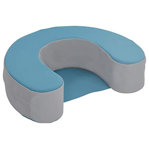 FDP SoftScape Sit and Support Ring for Babies and Infants; Learn to Sit, Balance and Strengthen Muscles, Soft Cushioned Foam Floor Seat with Non-Slip Bottom for Nursey, Playroom, Daycare – Teal/Gray