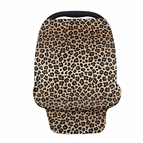 Forchrinse Leopard Cheetah Animal Print Baby Car Seat Canopy for Boys Girls – Soft Nursing Breastfeeding Cover Stroller Cover Baby Car Seat Cover