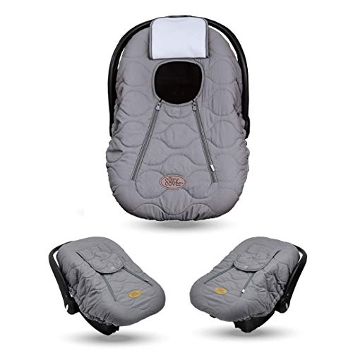 Cozy Cover Infant Car Seat Cover (Gray Quilt) – The Industry Leading Infant Carrier Cover Trusted by Over 6 Million Moms Worldwide for Keeping Your Baby Cozy & Warm