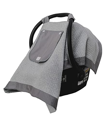 Nesting Baby Car Seat Covers for Babies – Canopy Infant Seats Cover for Newborn Girl boy, Cotton Breathable & Lightweight with Sun Shade Window, Canopies Carriers Accessories Cold & Warm Weather Grey