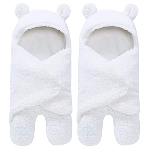 Spotted Play 2 Pack Sherpa Baby Swaddle Blanket – Ultra Soft Plush for Infants 0-6 Months | Receiving Swaddling Wrap – Ideal Newborn Registry and Toddler Boy Accessories | Nursery Blankets – White