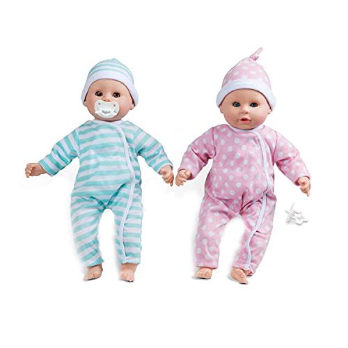 Melissa & Doug Mine to Love Twins Luke & Lucy 15” Light Skin-Tone Boy and Girl Baby Dolls with Rompers, Caps, Pacifiers – Twin Baby Dolls, First Baby Dolls For Toddlers 18 Months And Up