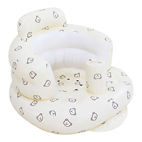 Baby Inflatable Seat for Babies 3-36 Months, Built in Air Pump Infant Back Support Sofa, Infant Support Seat Toddler Chair for Sitting Up, Baby Shower Chair Floor Seater Gifts (Bear Cub)