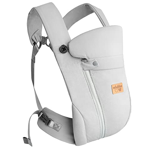 vrbabies New Upgrade Ergonomic Baby Carrier Newborn Toddler Wrap Carrier,Hands Free Baby Sitting Support Sling,Breathable,Perfect for Infants/Chest Sling for Babies Shower Gift (Light Grey)