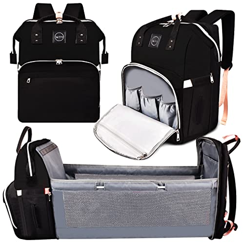 EC CARRY 3 in 1 Diaper Bag Backpack with Changing Station – Large Baby Diaper Bags with bassinet for Boys & Girls – Portable, Spacious & Lightweight Baby Registry Newborn Baby essential Gifts