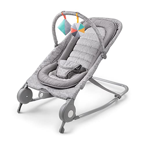 Summer 2-in-1 Bouncer & Rocker Duo (Light Gray Tweed) Convenient and Portable Rocker and Bouncer for Babies Includes Soft Toys and Soothing Vibrations