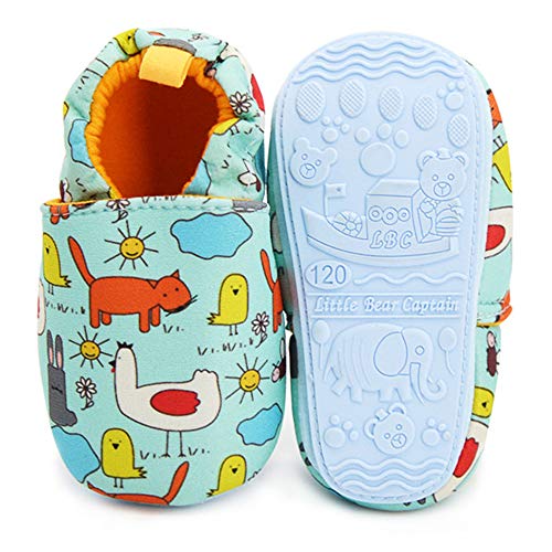 Timatego Toddler Baby Boys Girls Shoes Non Skid Slipper Sneaker Moccasins Infant First Walker House Walking Crib Shoes(6-24 Months) Baby Slipper 9-12 Months Infant, 01 Blue Chick