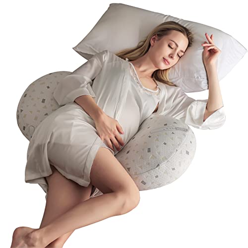 Emachi Pregnancy Pillow for Pregnant Women, Soft Pregnancy Body Pillow, Pillow Used to Support and Relieve Pain or discomfort in The Waist, Abdomen and Buttocks, Detachable Grey.