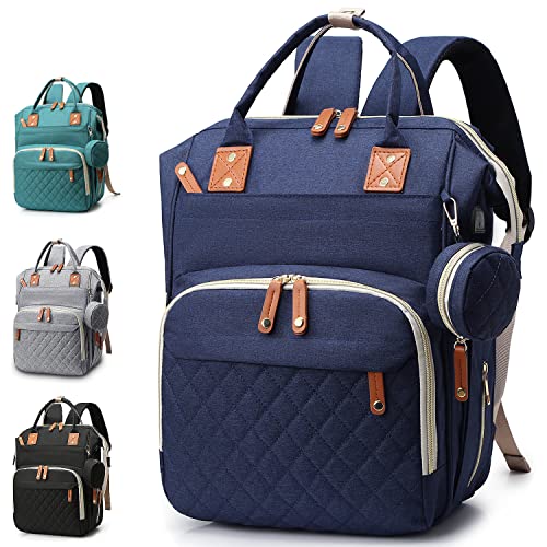 Diaper Bag Backpack Baby Bag, Baby Girl Boy Diaper Bag for Dad Mom with 16 Pockets, Pad, Pacifier Case, Unisex Large Diaper Bag for Travel (Blue)
