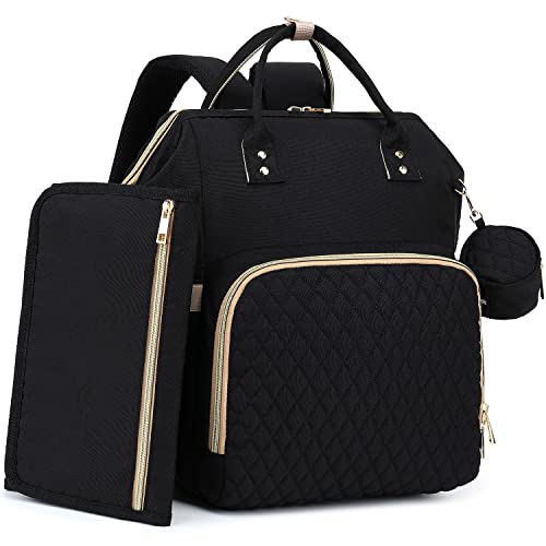 Baby Diaper Bag Backpack with Changing Pad, Pacifier Case – Black Diaper Bags for Girl Boy Newborn Unisex Infant Toddler – Baby Travel Bag for Mom Dad – Registry Baby Shower Gifts, 30L Large Capacity
