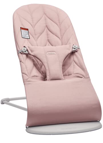 BabyBjörn Bouncer Bliss, Light Gray Frame, Cotton, Petal Quilt, Dusty Pink