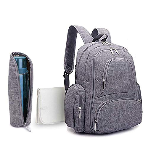 Skyla Homes Diaper Bag Backpack – Scratch Proof Baby Diaper Bag with Insulated Pockets, Large Water-Resistant Baby Bag, Multi-Functional Travel Knapsack (Grey)
