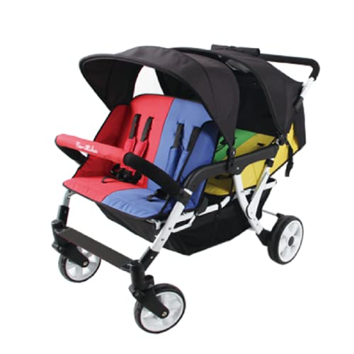 【New Arrival】Familidoo H4E Quad Stroller Featuring 4 Reclinable Seats with 5-Point Harnesses for Safety, Double Canopy Design, from Newborn to Toddler