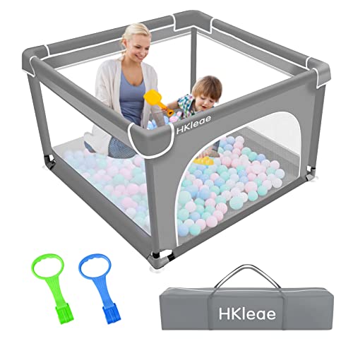 Baby Playpen，Playpen for Babies and Toddlers， Small Baby Playard with Anti-Slip Base, Sturdy Safety Large Play Yard with Soft Breathable Mesh, Playpen for Toddlers(Gray,36”×36”)