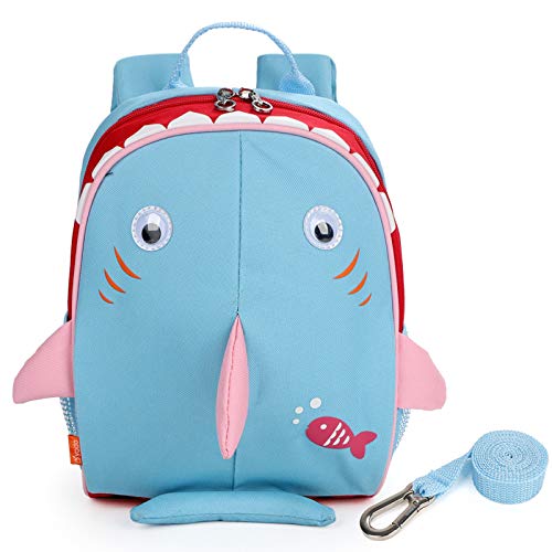 yodo Upgraded Kids Insulated Toddler Backpack with Safety Harness Leash and Name Label – Playful Preschool Kids Lunch Bag, Shark