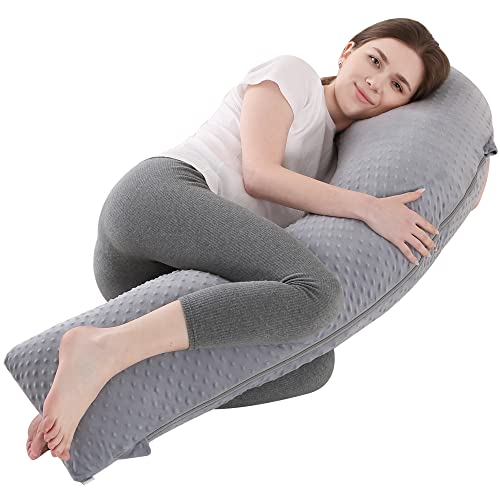 CDORANG Pregnancy Pillow, Full Body Maternity Pillow for Sleeping with Removable Washable Cover, Support for Back, Hips, Legs, Belly for Pregnant Women (Grey)