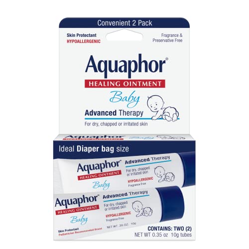 Aquaphor Baby Healing Ointment To-Go Pack – Advanced Therapy for Chapped Cheeks and Diaper Rash – Two .35 oz. Tubes