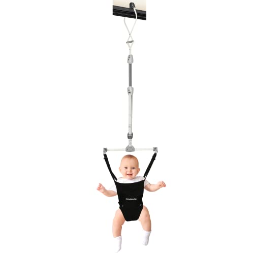 Cowiewie 2 in 1 Baby Door Jumper w/Baby Walking Harness Function, Baby Jumper with Door Clamp Adjustable Strap and Seat, Fits 80″ – 87″ high Door Frame