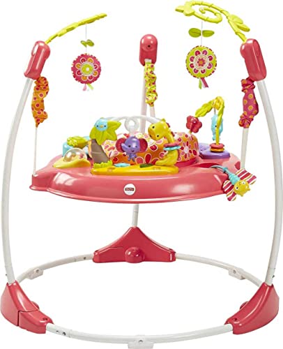 Fisher-Price Baby Bouncer Pink Petals Jumperoo Activity Center with Music Lights Sounds and Developmental Toys