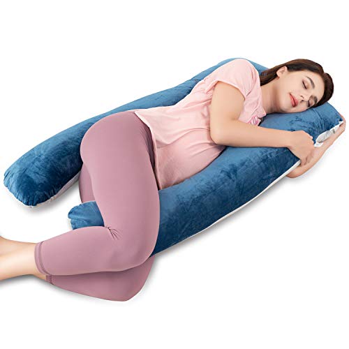 moxuan Pregnancy U Shaped Pillow,Pregnant Pillows for Sleeping,Maternity Pillows, Full Body Pillow, Position Pillow,with Washable Grey&Blue Cover