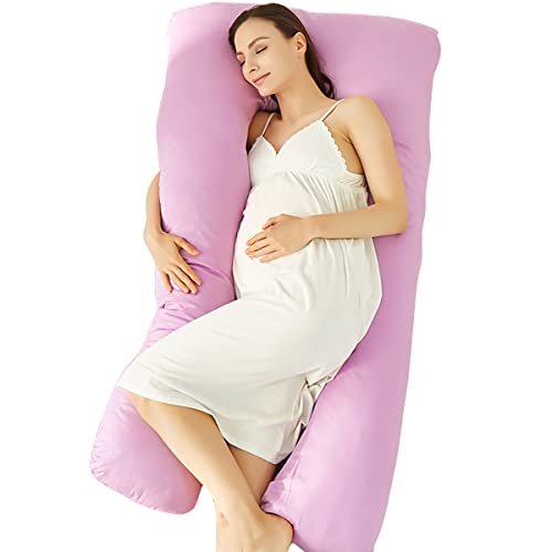 U Shaped Maternity Pillow, Maternity Full Body Pillow, Back, Leg and Abdominal Support, Maternity Sleeping Pillow, Side Sleeping Pillow with Separate Pillowcase for Easy Cleaning (Purple)