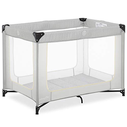 Dream On Me Zoom Portable Playard in Light Grey, Lightweight, Packable and Easy Setup Baby Playard, Breathable Mesh Sides and Soft Fabric – Comes with a Removable Padded Mat