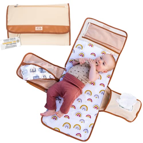 LilyMoon Portable Diaper Changing Pad — Non-Toxic, Oeko-TEX Certified – Designer Baby Changing Pad Portable Changing Pad for Baby, Foldable, Waterproof and Wipeable, Smart Travel Changing Pad