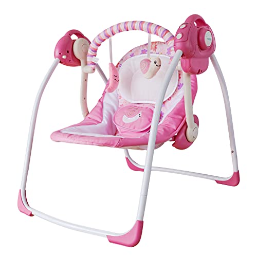 Electric Baby Swing for Infants,Comfort Rocking Chair with Intelligent Music Vibration Box,Soothing Portable Swing Load Resistance: 6-25 lb, Applicable Object: 0-9 Months for Infants.